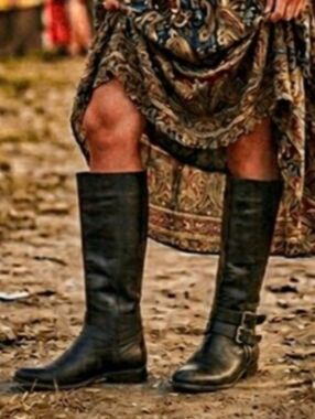 Frye Christie Black Leather Double Strap Tall Riding Boots Size 5 ½ B